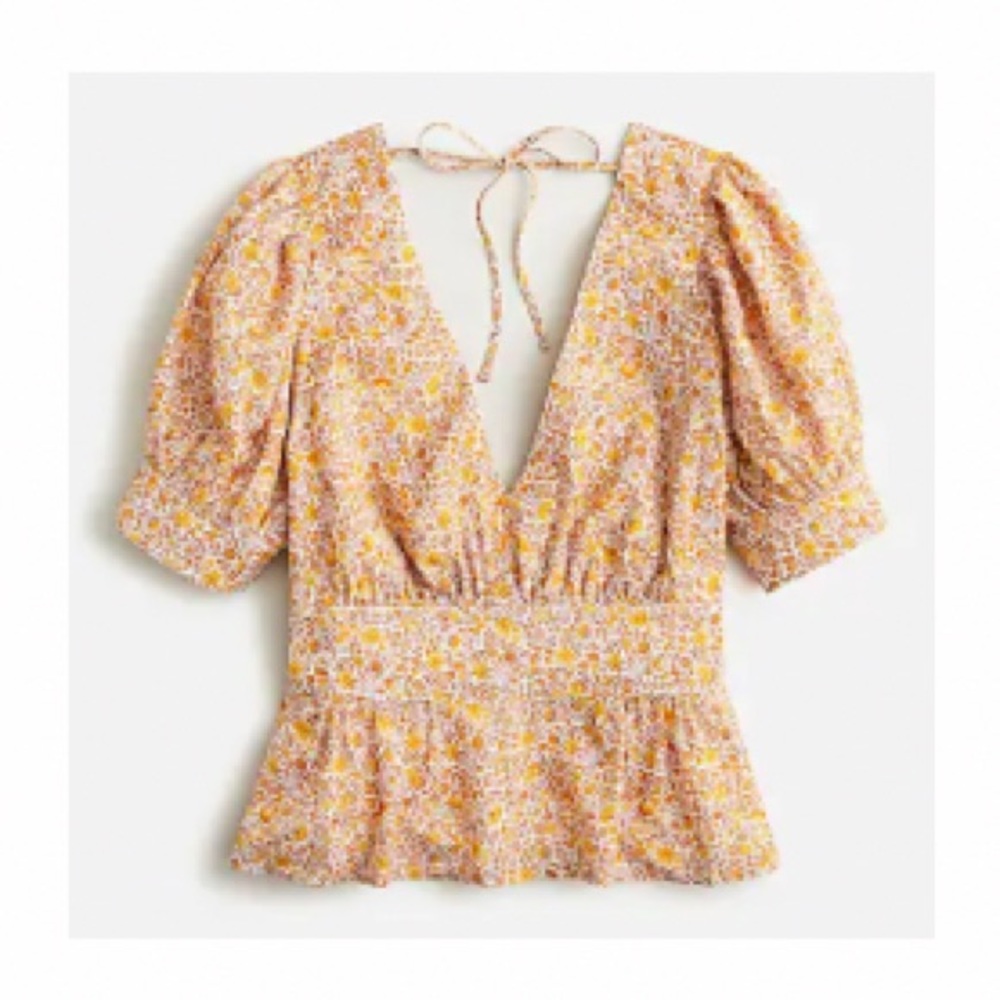 J. Crew Puff Sleeve V-Neck Top